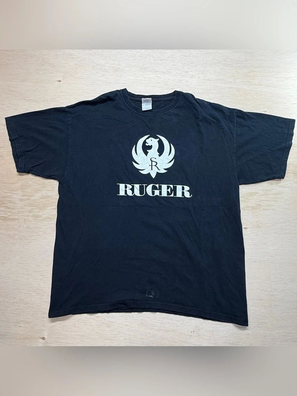 Vintage Ruger Firearms Logo Black Graphic T-Shirt XL